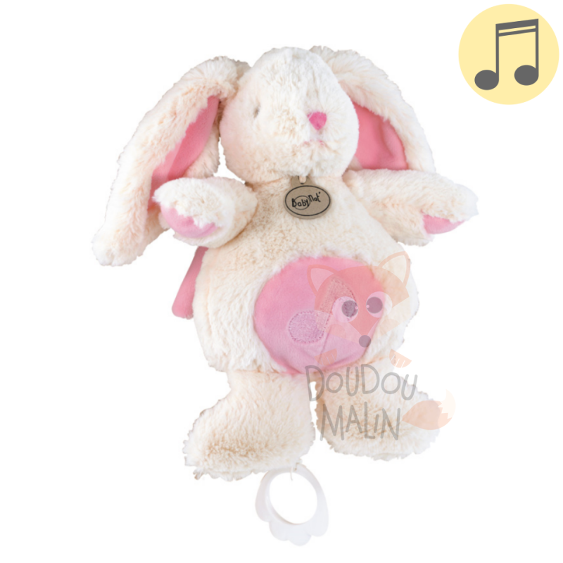  les câlins musical box bunny pink white 